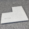 Eckiger, weißer Ersatzfilter mit feiner Faserstruktur, speziell zugeschnitten für VALLOX KWL 80/90/91/ ValloPlus 240 - kompatible Ersatzfilter von PMH FILTER SERVICE.