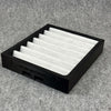 Rechteckiger Filterwechselrahmen mit weißer Faltfiltermatte in schwarzem, wiederverwendbarem PLA+‑Rahmen, passend für VALLOX KWL 80/90/91/ ValloPlus 240 - kompatible Ersatzfilter.