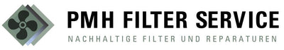 Quadratisches Icon mit stilisiertem, dunkelgrünem Lüfterrad in mittigem Quadrat, flankiert von zwei halbtransparenten, überlappenden Quadraten in Grau- und Grüntönen als Logo für Lüftungs- und Filterservices.