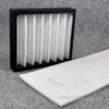 VALLOX KWL 80/90/91/ ValloPlus 240 - kompatible Ersatzfilter mit schwarzem PLA+-Filterrahmen und weißer, lamellenartiger Filtermatte für Lüftungs- und Wärmepumpensysteme, von PMH FILTER SERVICE.